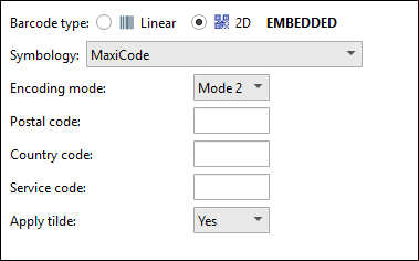 An example configuration for a MaxiCode barcode.